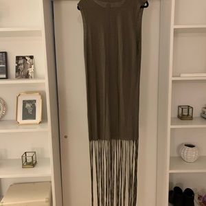 NSF army green muscle tshirt dress with fringe